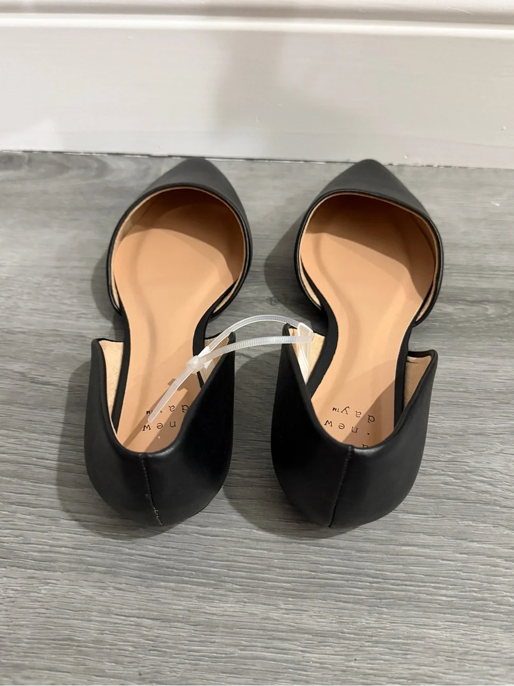 a new day Black D'Orsay Flats with Tan Insole